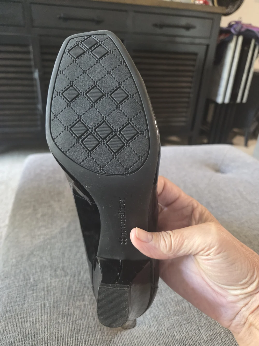 Naturalizer Womens Black Patent Mid-Heel Pumps Size 8.5